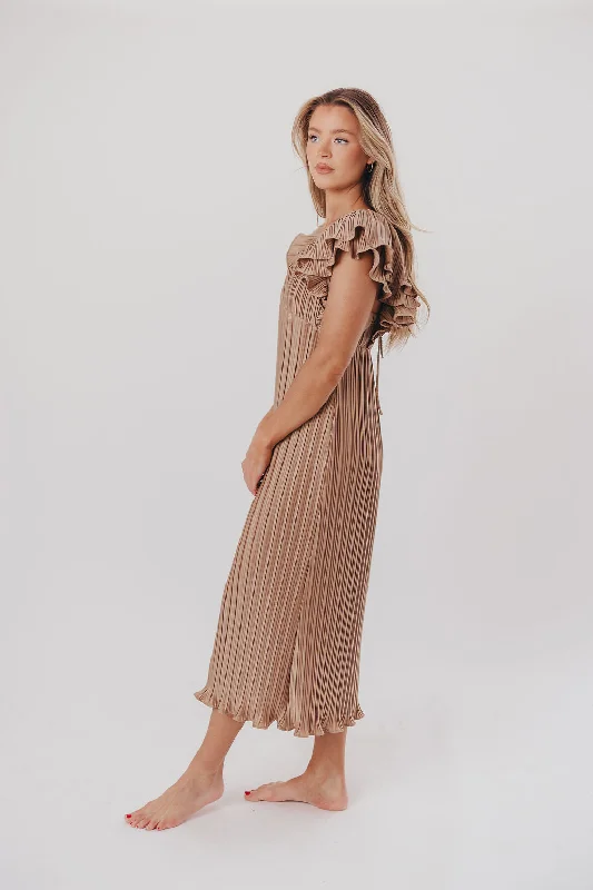 Lucky Charm Midi Dress in Mocha - Bump Friendly & Inclusive Sizing (S-3XL)