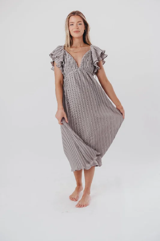 Lucky Charm Midi Dress in Grey - Bump Friendly & Inclusive Sizing (S-3XL)