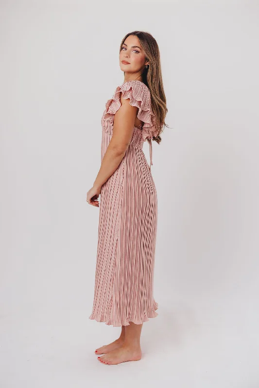 Lucky Charm Midi Dress in Tea Rose - Bump Friendly & Inclusive Sizing (S-3XL)