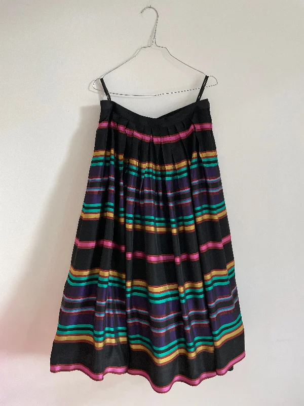 Rainbow Striped Midi Skirt