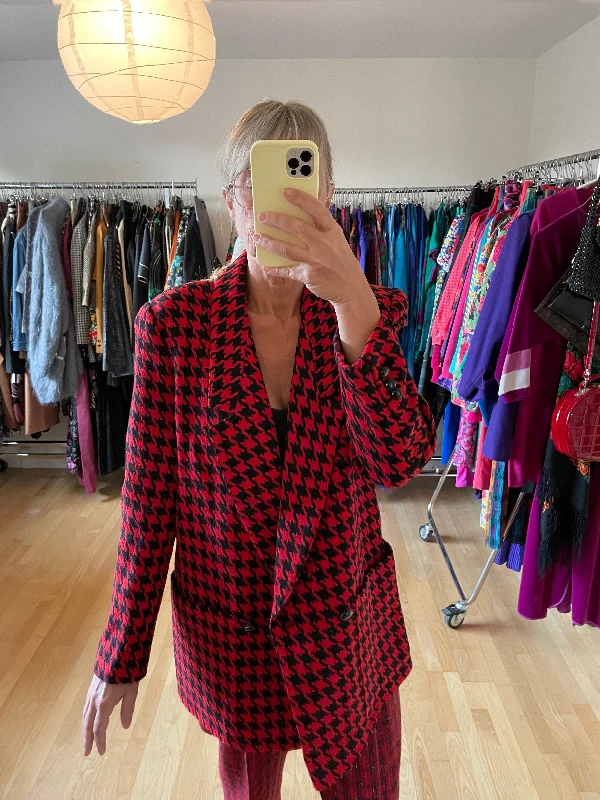 Red Black Checkered Blazer