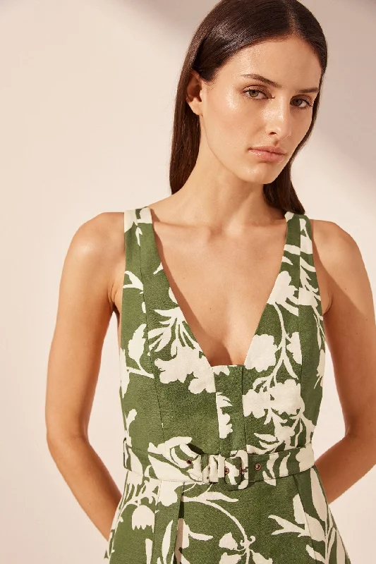 RENEE PLUNGED PANELLED MIDI DRESS