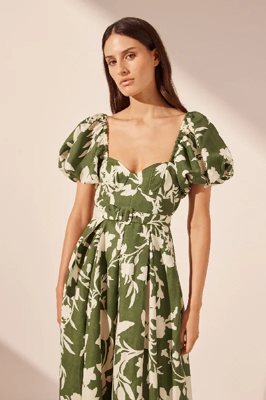 RENEE SHORT SLEEVE PANELLED BUSTIER MIDI DRESS