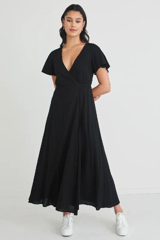 Resonance Black Ss Wrap Maxi Dress