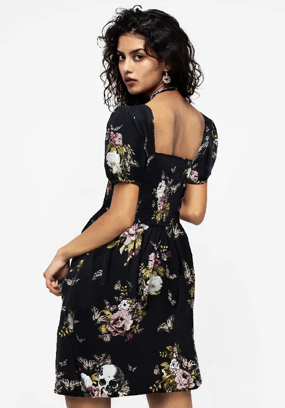 Revival Floral Puff Sleeve Shirred Mini Dress