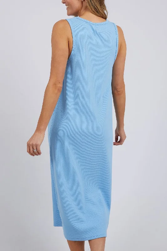 Rib Azure Blue Tank Midi Dress