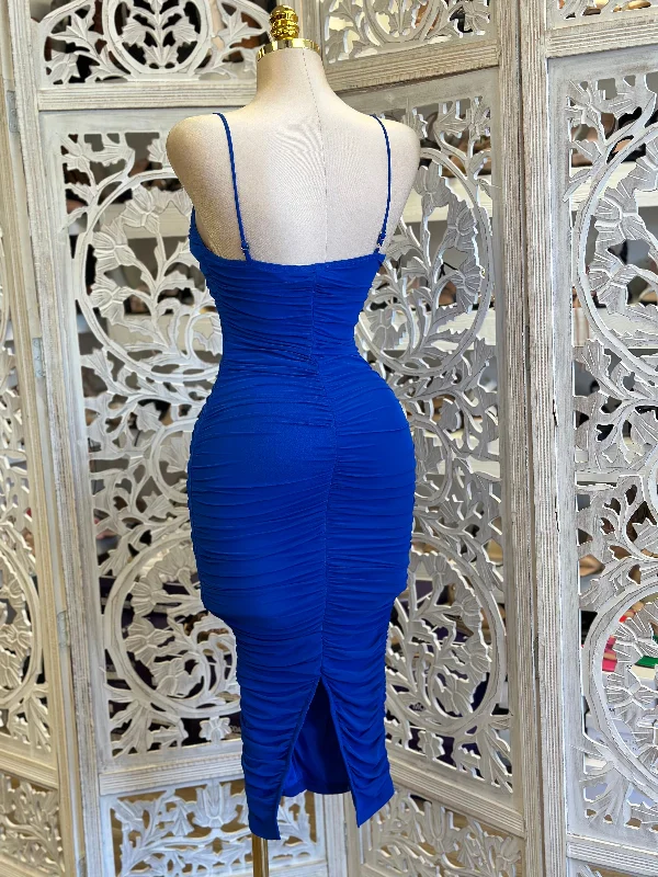 Royal Blue Cami Midi Dress- Stretchy, Estira