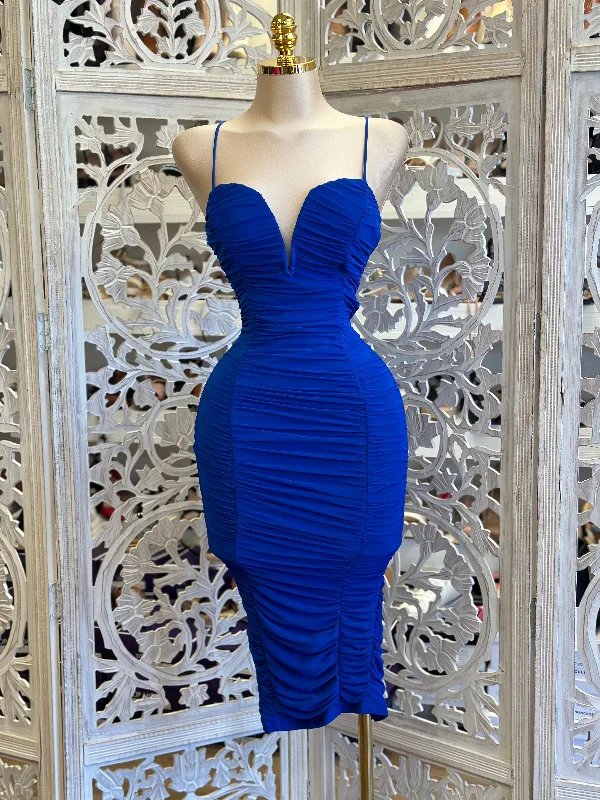 Royal Blue Cami Midi Dress- Stretchy, Estira