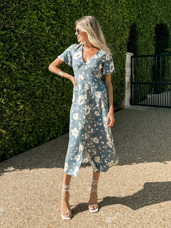 Don't Forget Me Floral Midi Dress