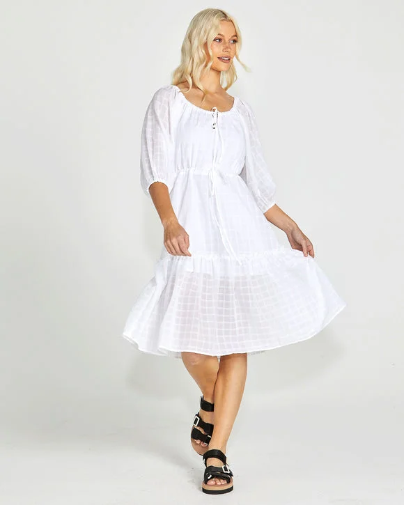 Sass Ruby Tiered Midi Dress White