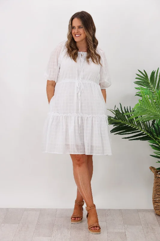 Sass Ruby Tiered Midi Dress White