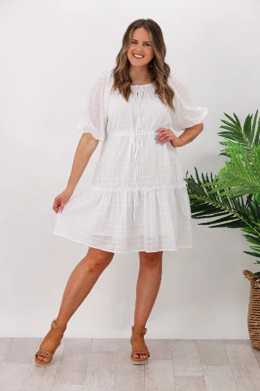 Sass Ruby Tiered Midi Dress White