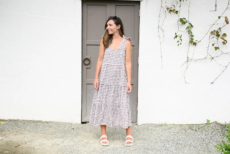 Senna Dress - Sand Gingham