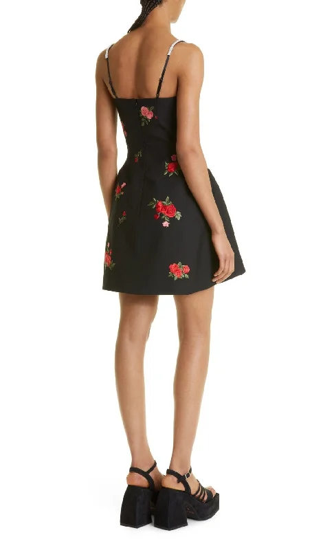 BLACK ROSE SLIP MINI DRESS