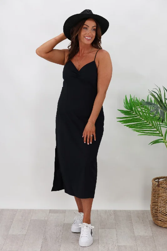 Silent Theory Hemp Midi Dress Black