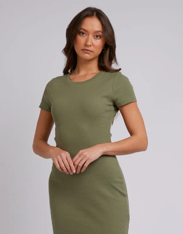 Silent Theory Mika Midi Dress Khaki