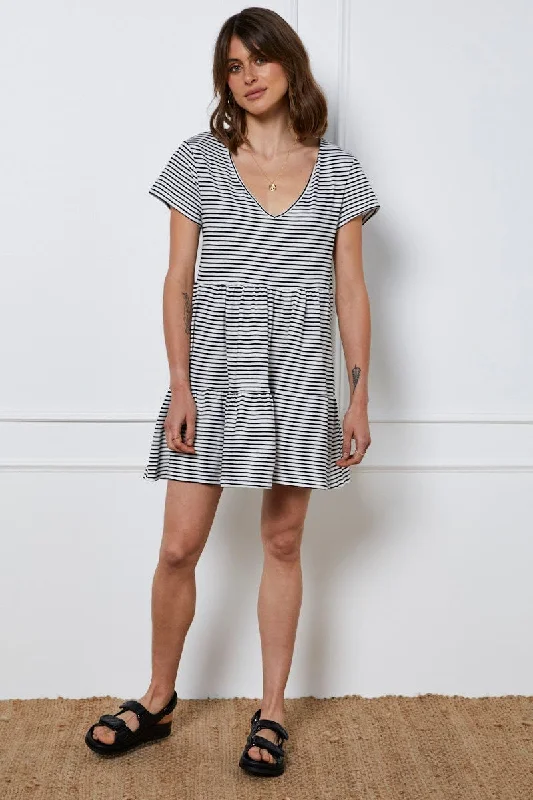 Stripe Mini Dress Short Sleeve