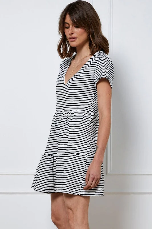 Stripe Mini Dress Short Sleeve