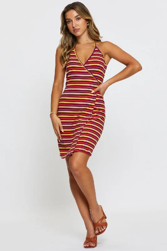 Stripe Wrap Dress Mini