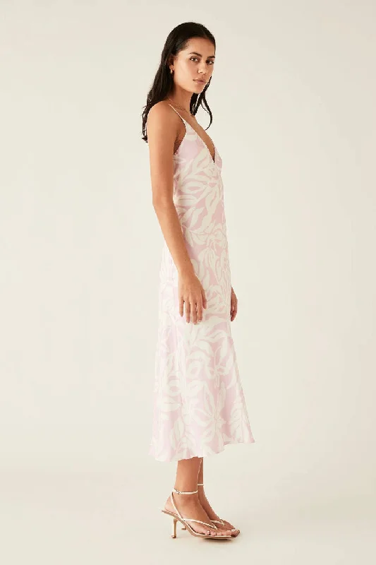 Sumerset Pink White Midi Slip Dress