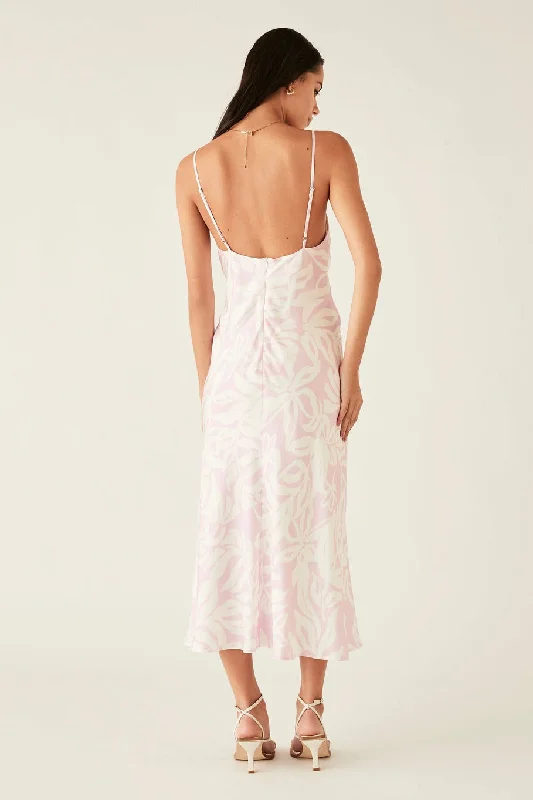 Sumerset Pink White Midi Slip Dress