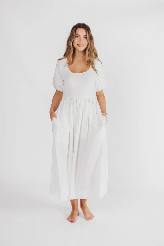 The Premium Alana Midi Dress in White