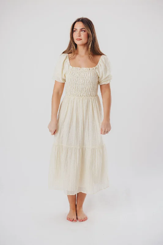 Wynn Midi Dress in Vanilla - Bump Friendly & Inclusive Sizing (XS-3XL)