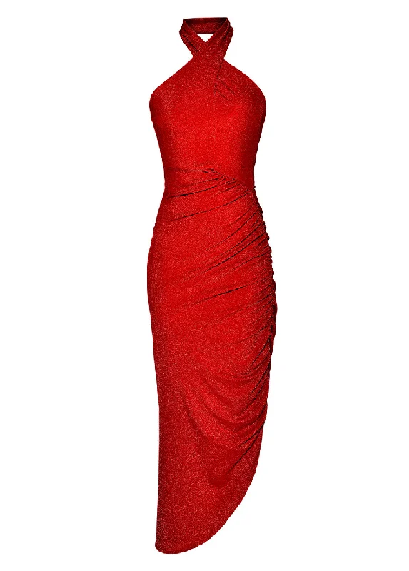 TWISTED NECK RED DRESS