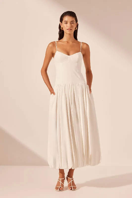 VENTO BUSTIER BUBBLE MIDI DRESS - IVORY