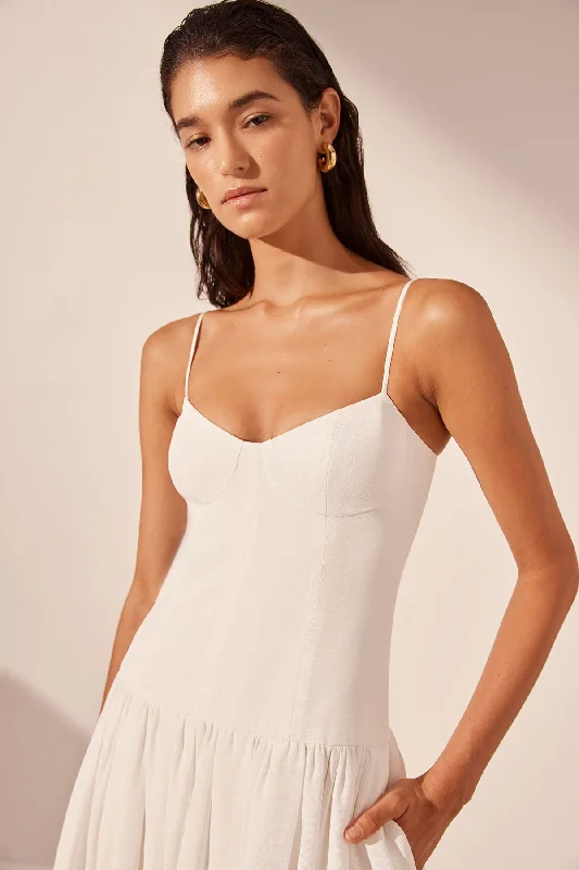 VENTO BUSTIER BUBBLE MIDI DRESS - IVORY