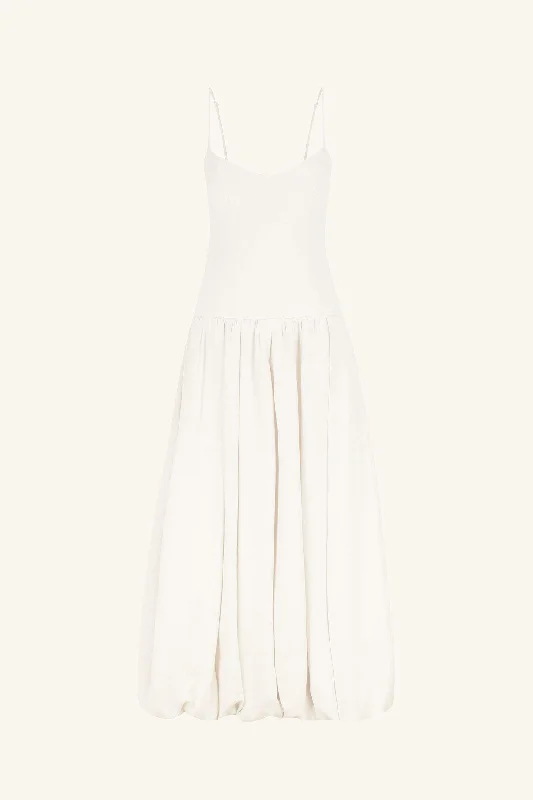 VENTO BUSTIER BUBBLE MIDI DRESS - IVORY