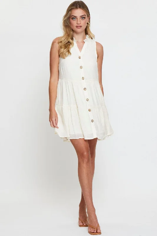 White A Line Dress Mini