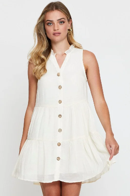 White A Line Dress Mini