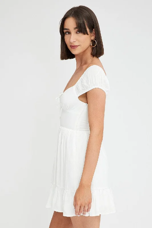 White Fit And Flare Dress Mini