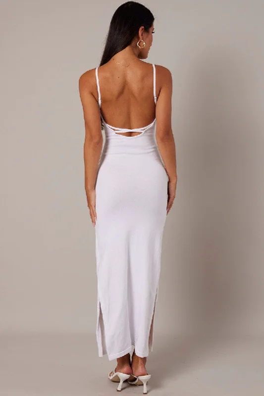 White Knit Dress Sleeveless Maxi