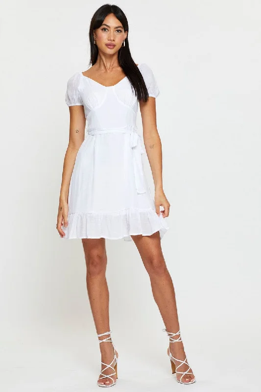 White Mini Dress Short Sleeve