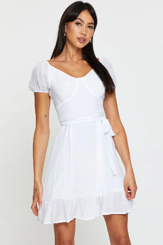 White Mini Dress Short Sleeve