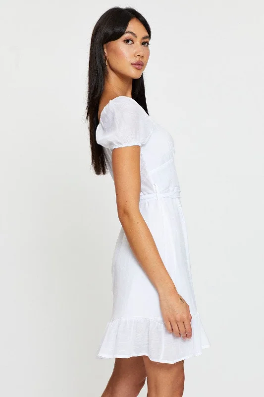 White Mini Dress Short Sleeve