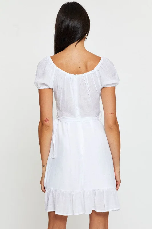 White Mini Dress Short Sleeve