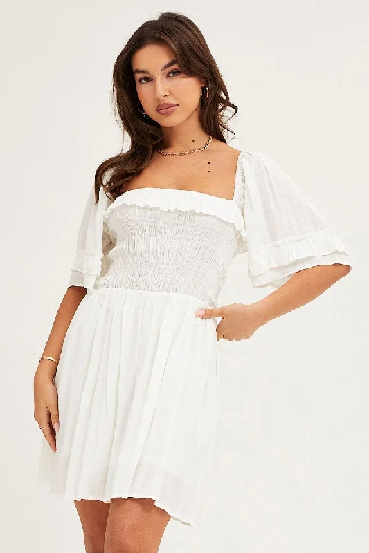 White Mini Dress Short Sleeve