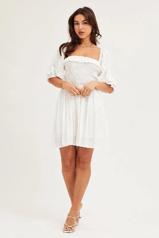 White Mini Dress Short Sleeve