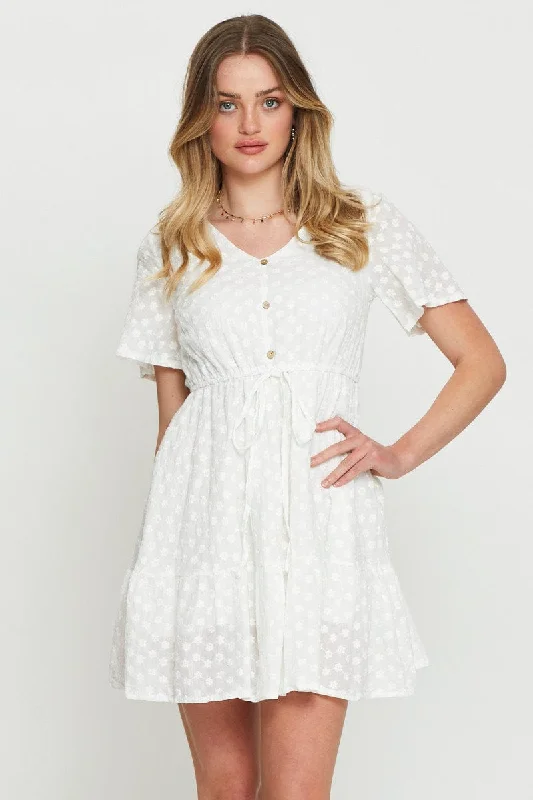 White Mini Dress Short Sleeve