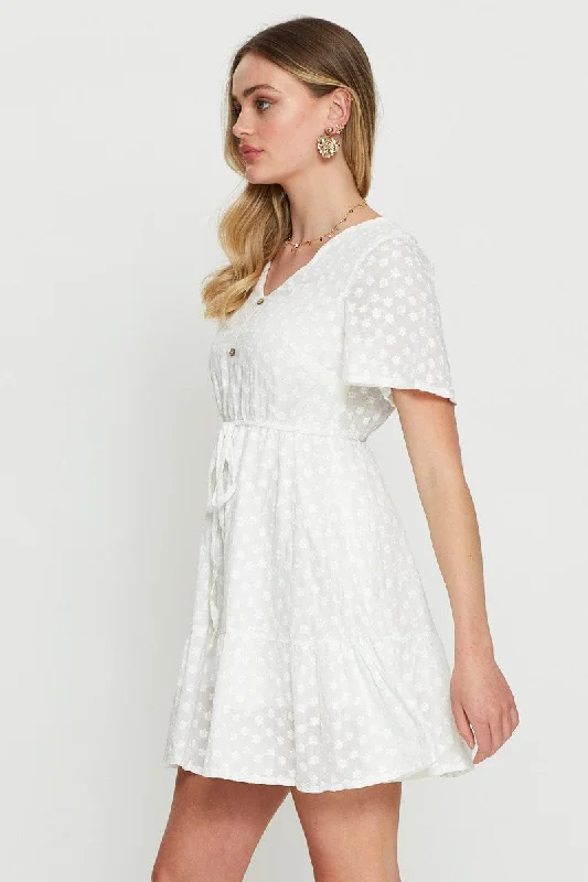 White Mini Dress Short Sleeve