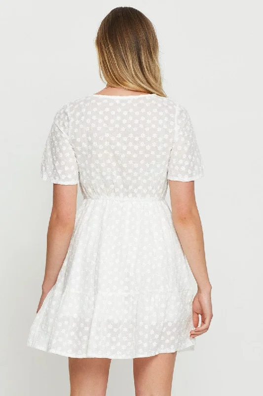 White Mini Dress Short Sleeve