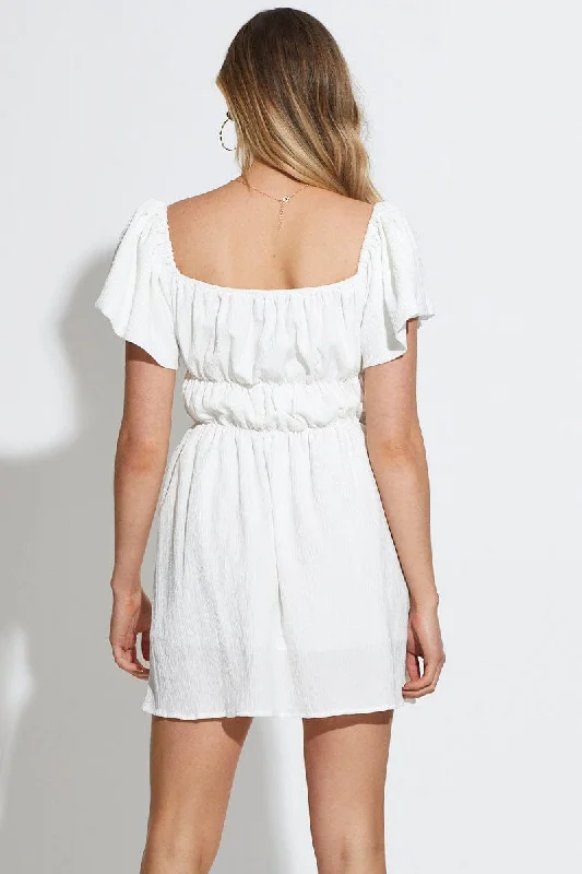 White Mini Dress Short Sleeve