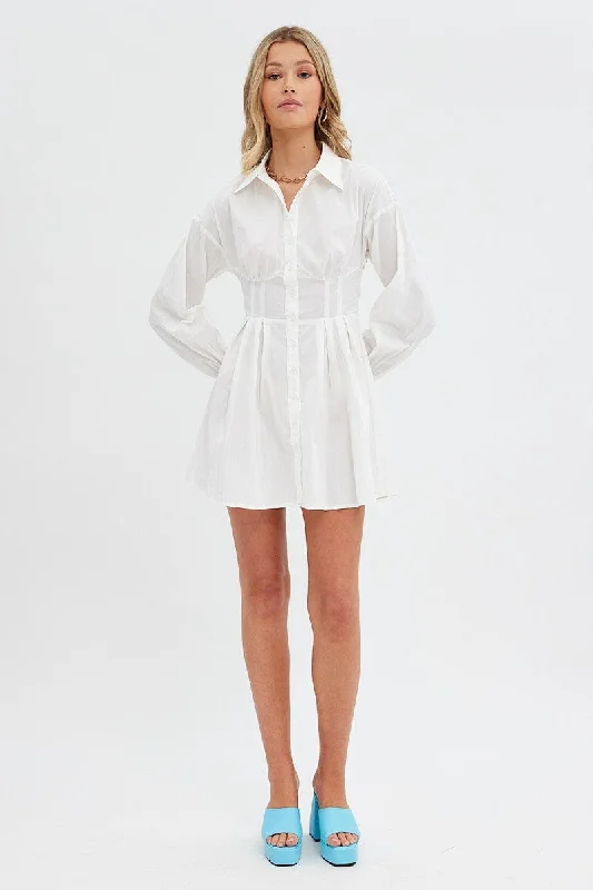 White Shirts Dress Long Sleeve Poplin