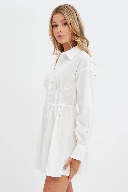 White Shirts Dress Long Sleeve Poplin