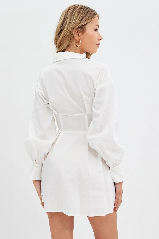 White Shirts Dress Long Sleeve Poplin