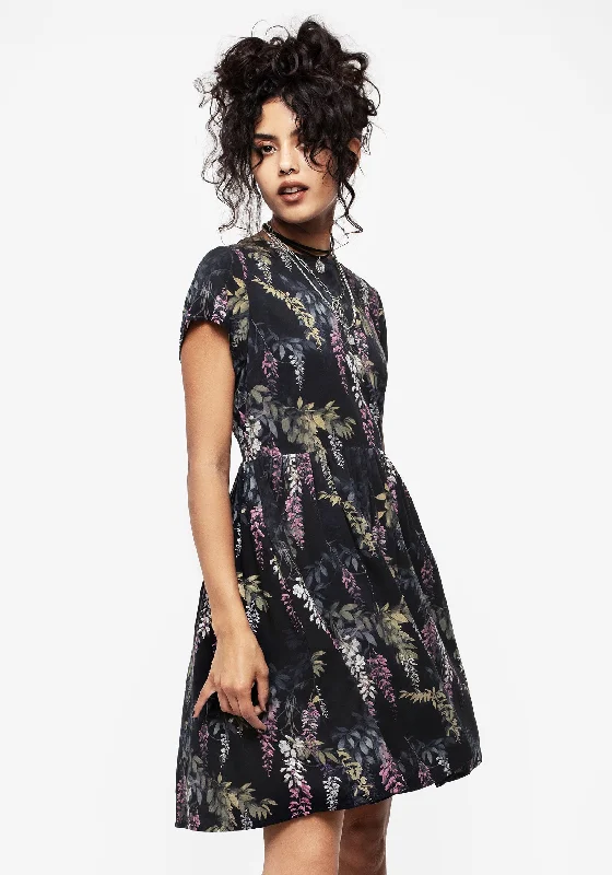 Wisteria Floral Print Mini Skater Dress