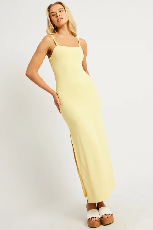 Yellow Bodycon Dress Maxi Supersoft